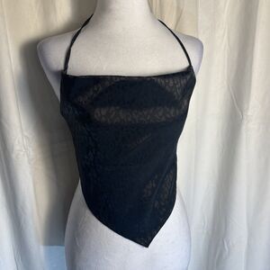 NWOT Blanc Black Leopard Handkerchief Bandana Top Medium